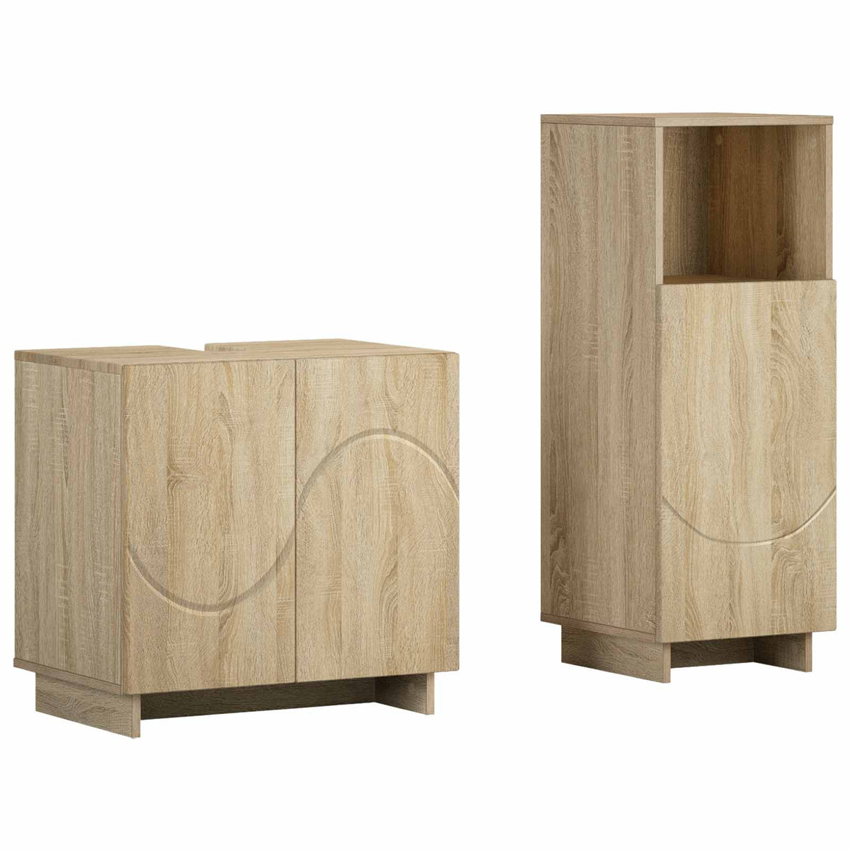 Bathroom Cabinet Set 2 pcs Sonoma Oak Engineered Wood