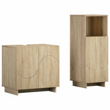 Bathroom Cabinet Set 2 pcs Sonoma Oak Engineered Wood