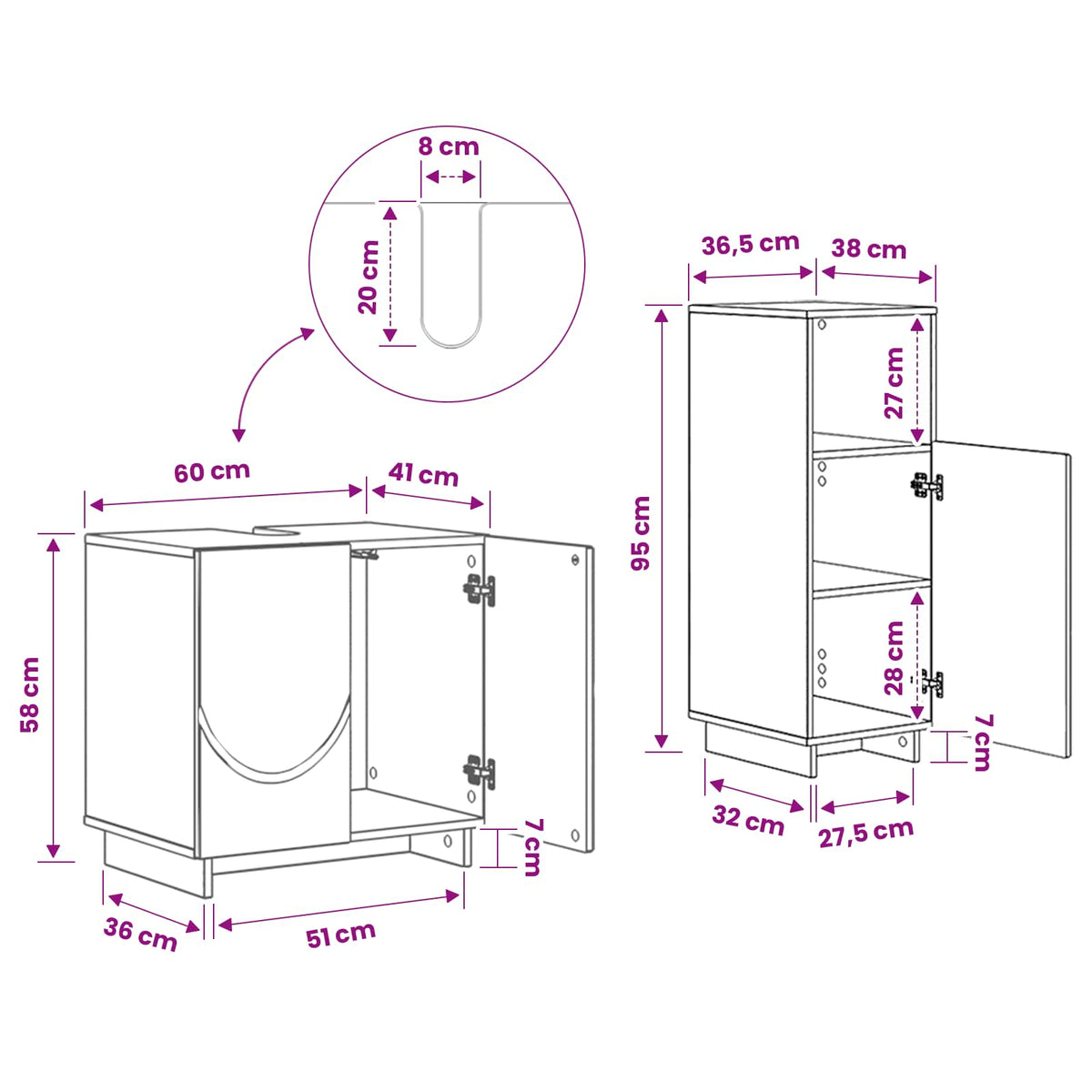 Bathroom Cabinet Set 2 pcs Sonoma Oak Engineered Wood