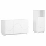 Bathroom Cabinet Set 2 pcs White Engineered Wood - Front View