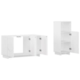 Bathroom Cabinet Set 2 pcs White Engineered Wood - 45-Degree Angle