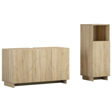 Bathroom Cabinet Set 2 pcs Sonoma Oak Engineered Wood, image 2