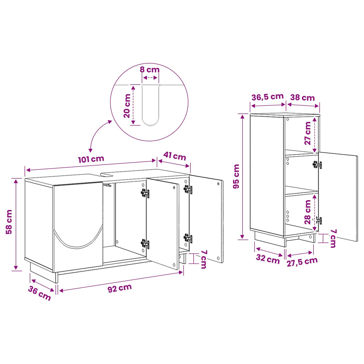 Bathroom Cabinet Set 2 pcs Sonoma Oak Engineered Wood