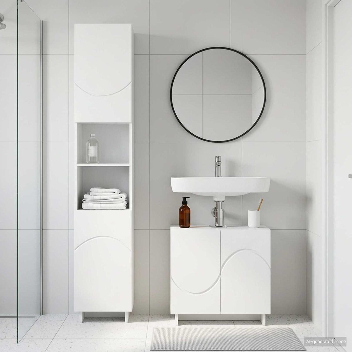 Bathroom Cabinet Set 2 pcs White Engineered Wood