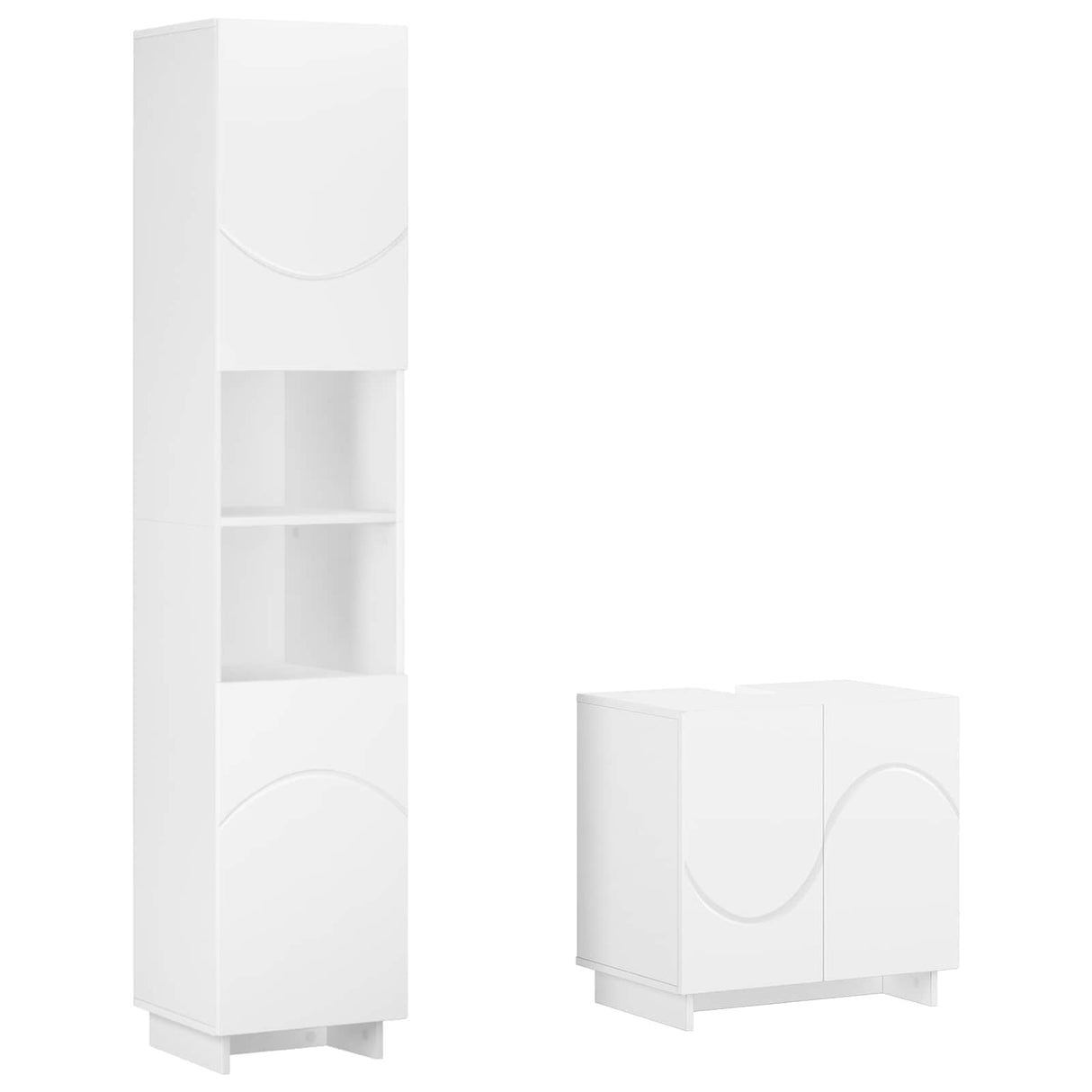 Bathroom Cabinet Set 2 pcs White Engineered Wood