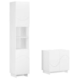 Bathroom Cabinet Set 2 pcs White Engineered Wood