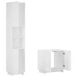 Bathroom Cabinet Set 2 pcs White Engineered Wood