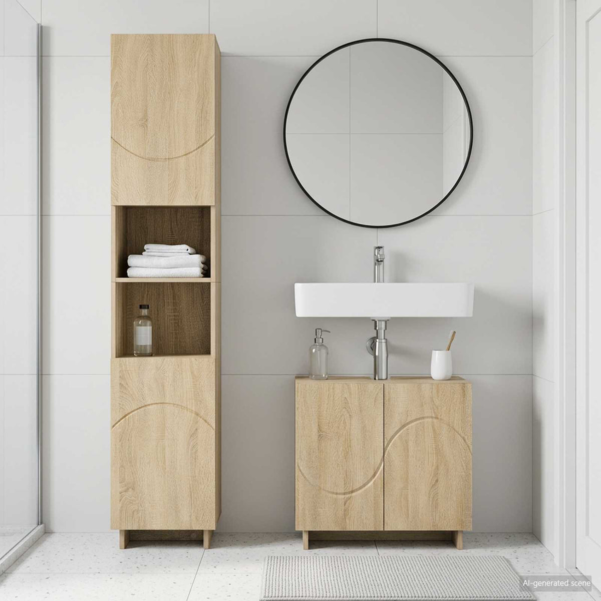Bathroom Cabinet Set 2 pcs Sonoma Oak Engineered Wood