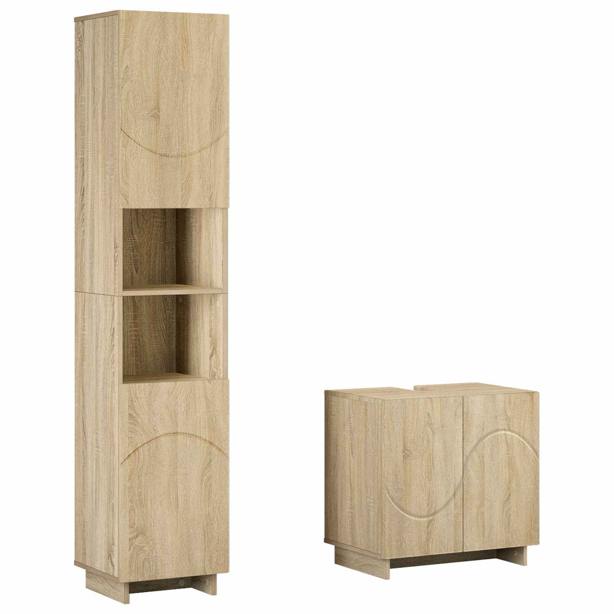 Bathroom Cabinet Set 2 pcs Sonoma Oak Engineered Wood