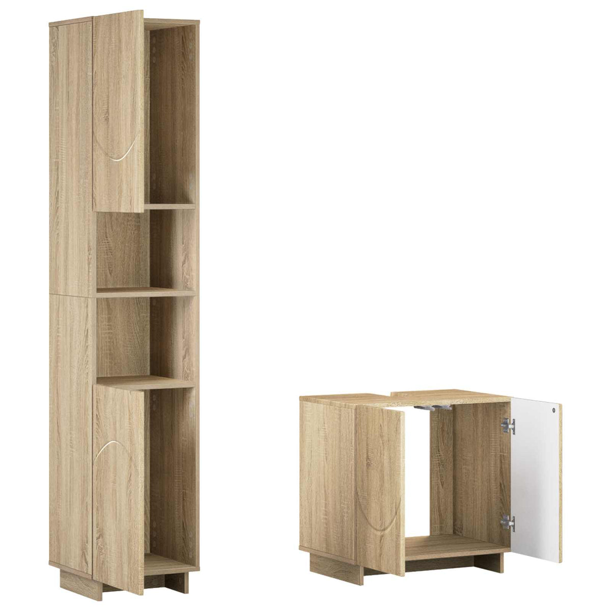 Bathroom Cabinet Set 2 pcs Sonoma Oak Engineered Wood