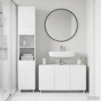 Bathroom Cabinet Set 2 pcs White Engineered Wood