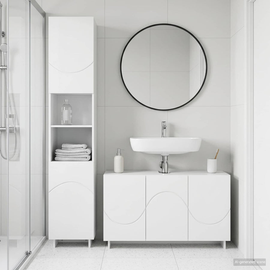 Bathroom Cabinet Set 2 pcs White Engineered Wood