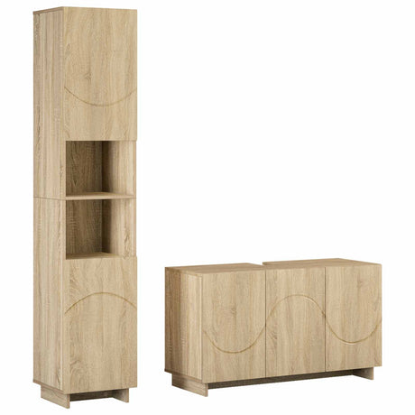 Bathroom Cabinet Set 2 pcs Sonoma Oak Engineered Wood, image 2
