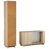 Bathroom Cabinet Set 2 pcs Sonoma Oak Engineered Wood - Rear View
