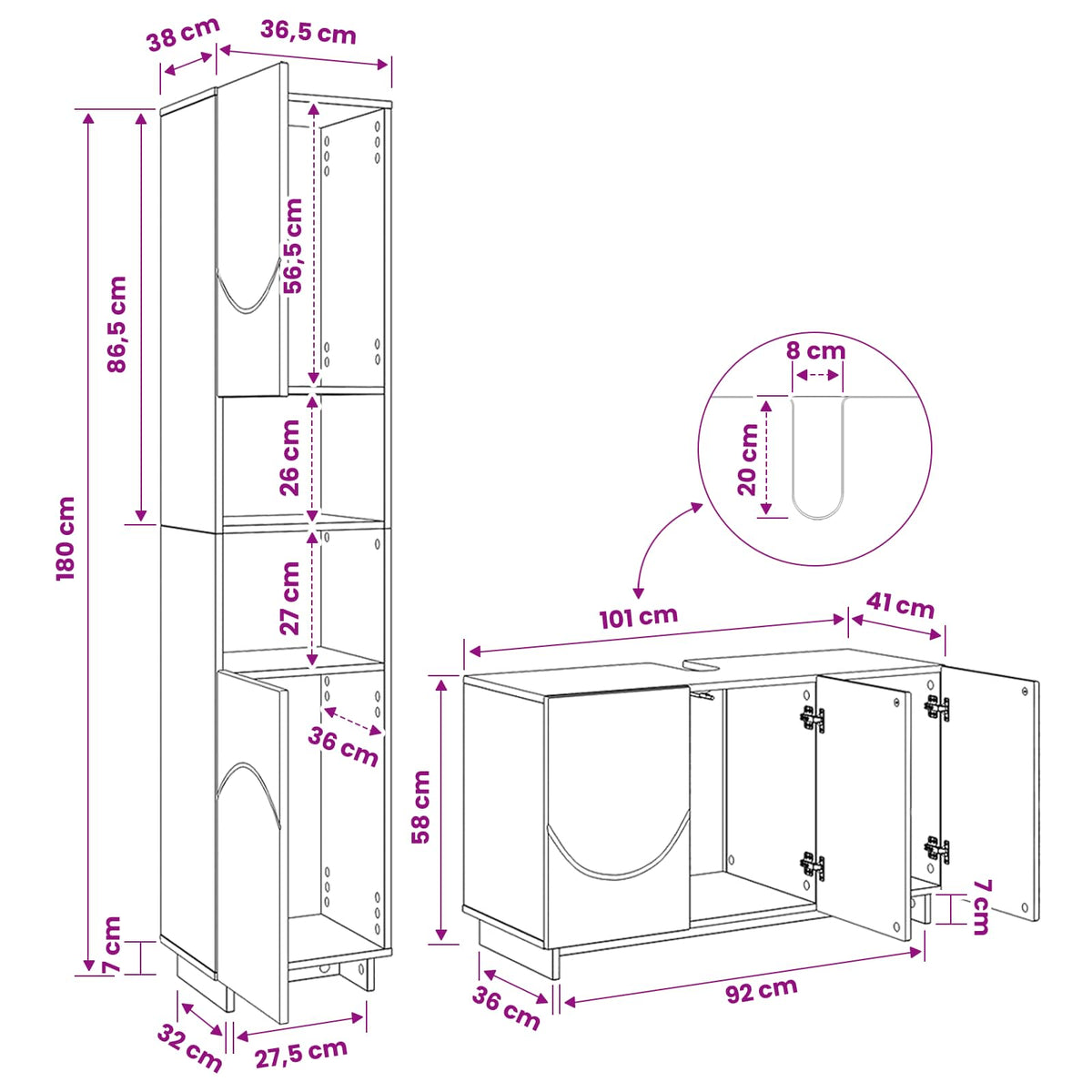 Bathroom Cabinet Set 2 pcs Sonoma Oak Engineered Wood
