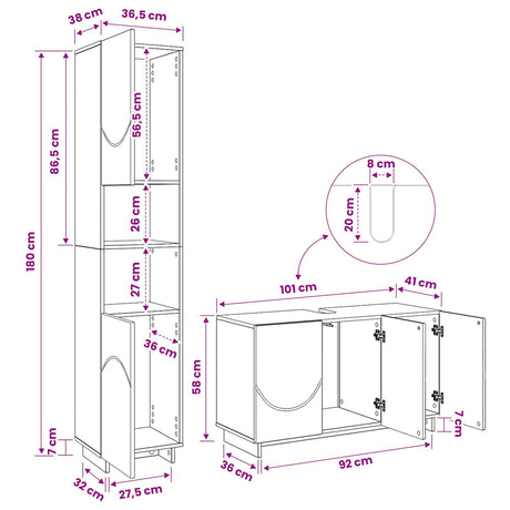 Bathroom Cabinet Set 2 pcs Sonoma Oak Engineered Wood, image 10