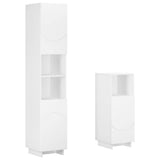 Bathroom Cabinet Set 2 pcs White Engineered Wood