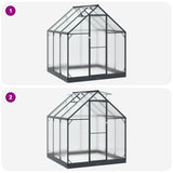 Garden Greenhouse with Door Anthracite 183.5 x 183.5 x 207 cm - Low Angle