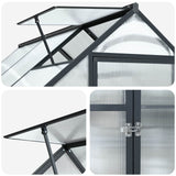 Garden Greenhouse with Door Anthracite 183.5 x 303.5 x 207 cm - Close-Up Angle