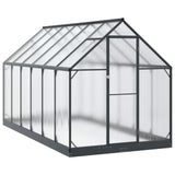 Garden Greenhouse with Door Anthracite 183.5 x 363.5 x 207 cm - Front View