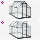 Garden Greenhouse with Door Anthracite 183.5 x 363.5 x 207 cm - Low Angle