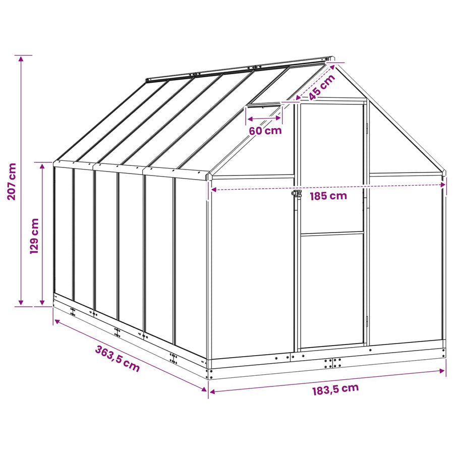 Garden Greenhouse 185 x 363.5 x 207 cm