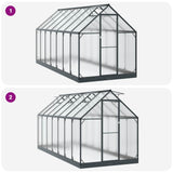 Garden Greenhouse with Door Anthracite 183.5 x 423.5 x 207 cm - Close-Up Angle