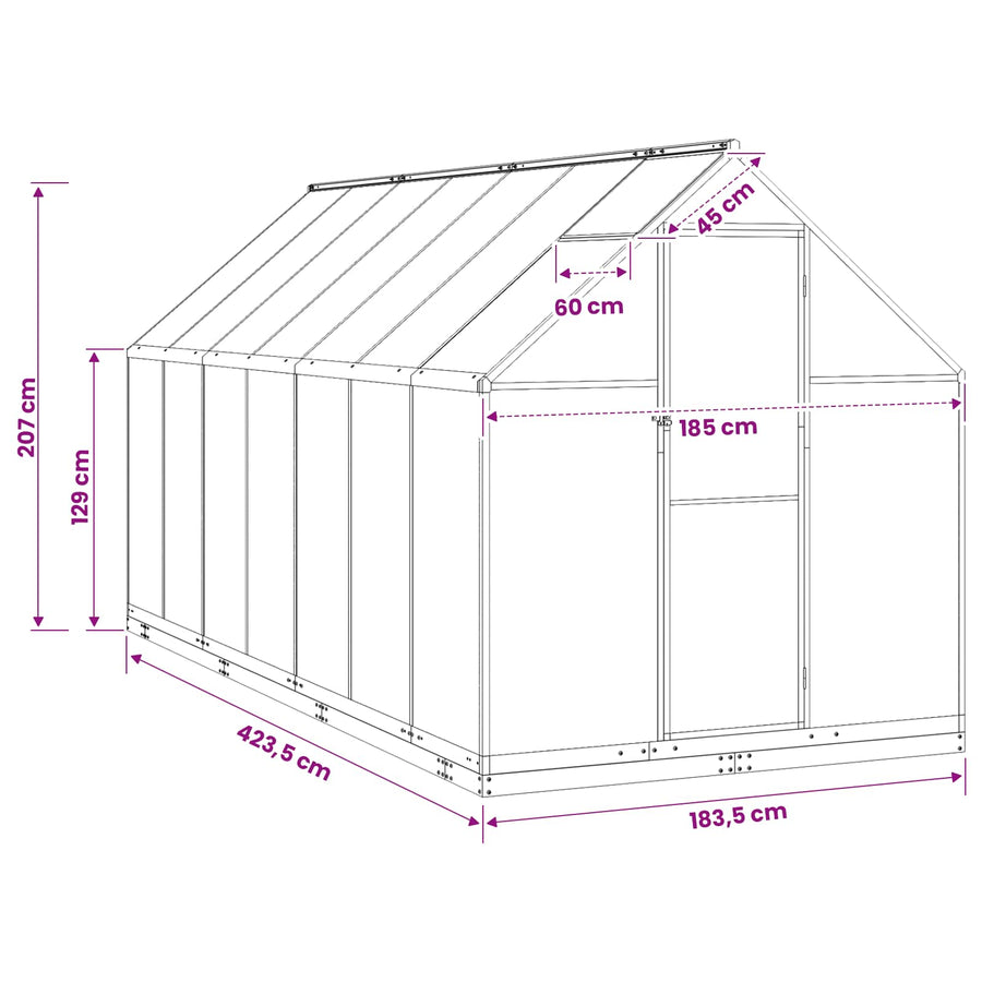 Garden Greenhouse 185 x 423.5 x 207 cm