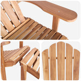 Garden Adirondack Chair with Footrest Natural Solid Teak Wood - Rear View