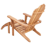 Garden Adirondack Chair with Footrest Natural Solid Teak Wood - 45-Degree Angle