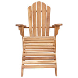 Garden Adirondack Chair with Footrest Natural Solid Teak Wood
