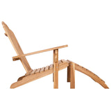 Garden Adirondack Chair with Footrest Natural Solid Teak Wood - Top-Down View
