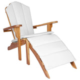 Garden Adirondack Chair with Footrest Natural Solid Teak Wood - Front View
