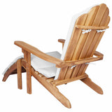 Garden Adirondack Chair with Footrest Natural Solid Teak Wood - 45-Degree Angle