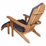 Garden Adirondack Chair with Footrest Natural Solid Teak Wood - 45-Degree Angle