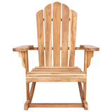 Garden Adirondack Rocking Chair Natural Solid Teak wood - Side View