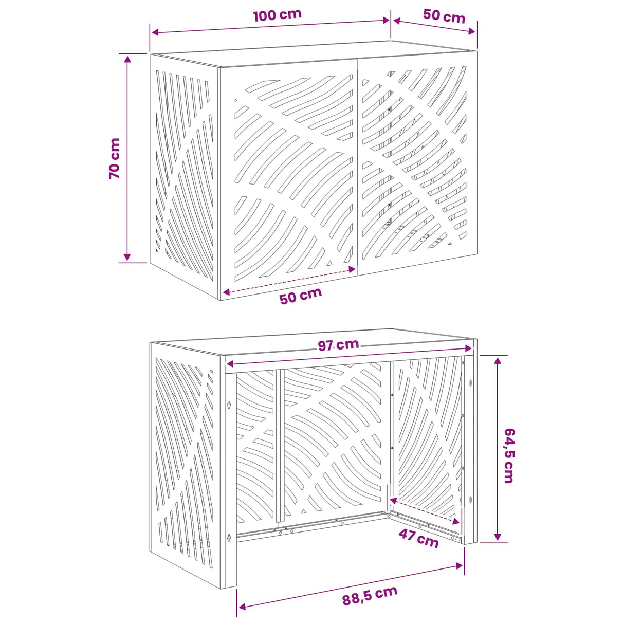 Air Conditioner Cover Black 100 x 50 x 70 cm Steel
