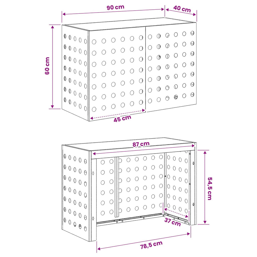 Air Conditioner Cover Black 90 x 40 x 60 cm Steel