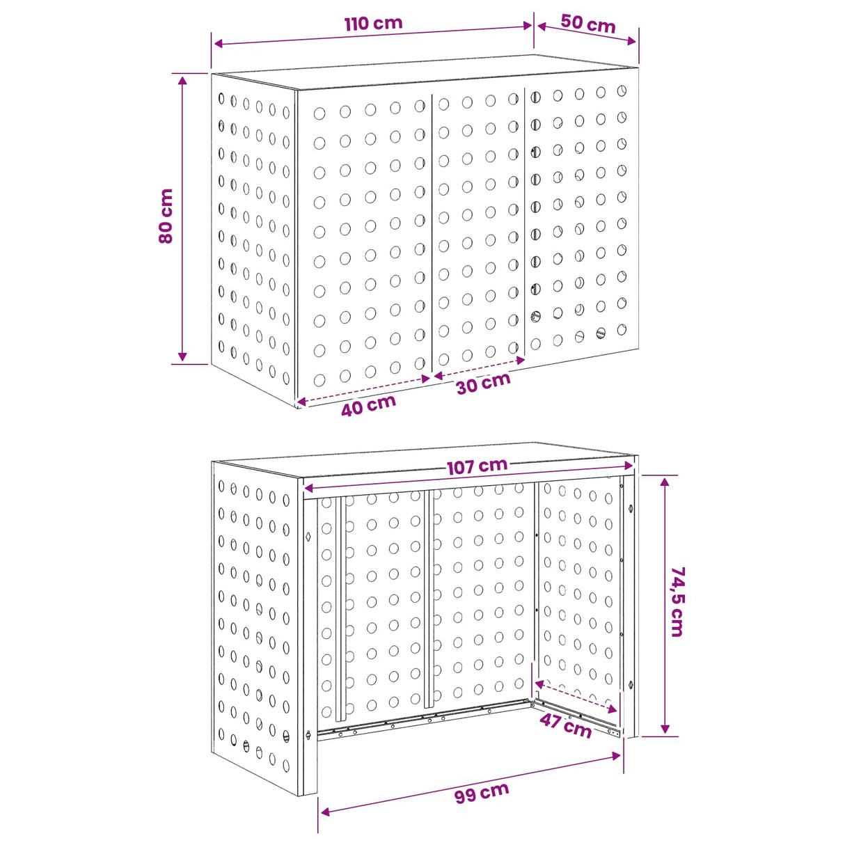 Air Conditioner Cover Anthracite 110 x 50 x 80 cm Steel
