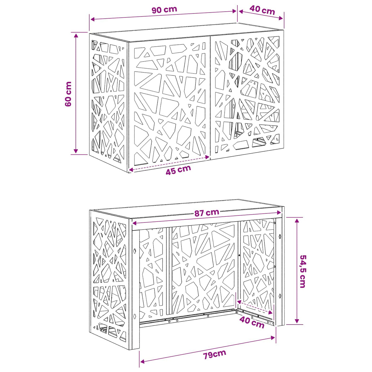 Air Conditioner Cover Black 90 x 40 x 60 cm Steel