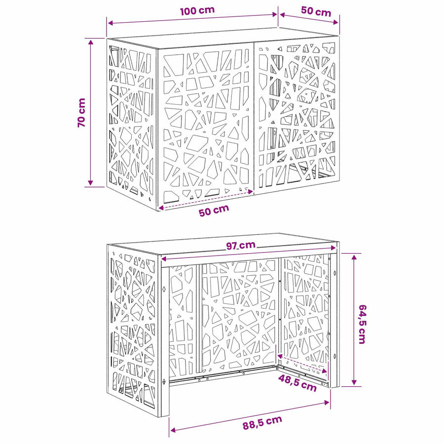 Air Conditioner Cover Black 100 x 50 x 70 cm Steel