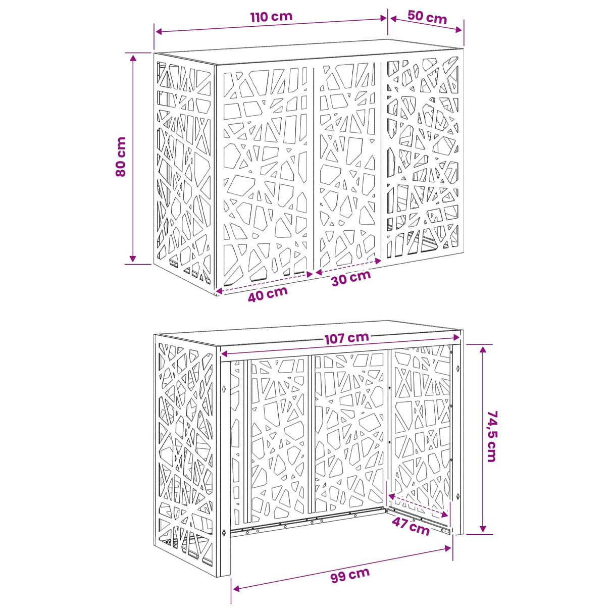Air Conditioner Cover Black 110 x 50 x 80 cm Steel