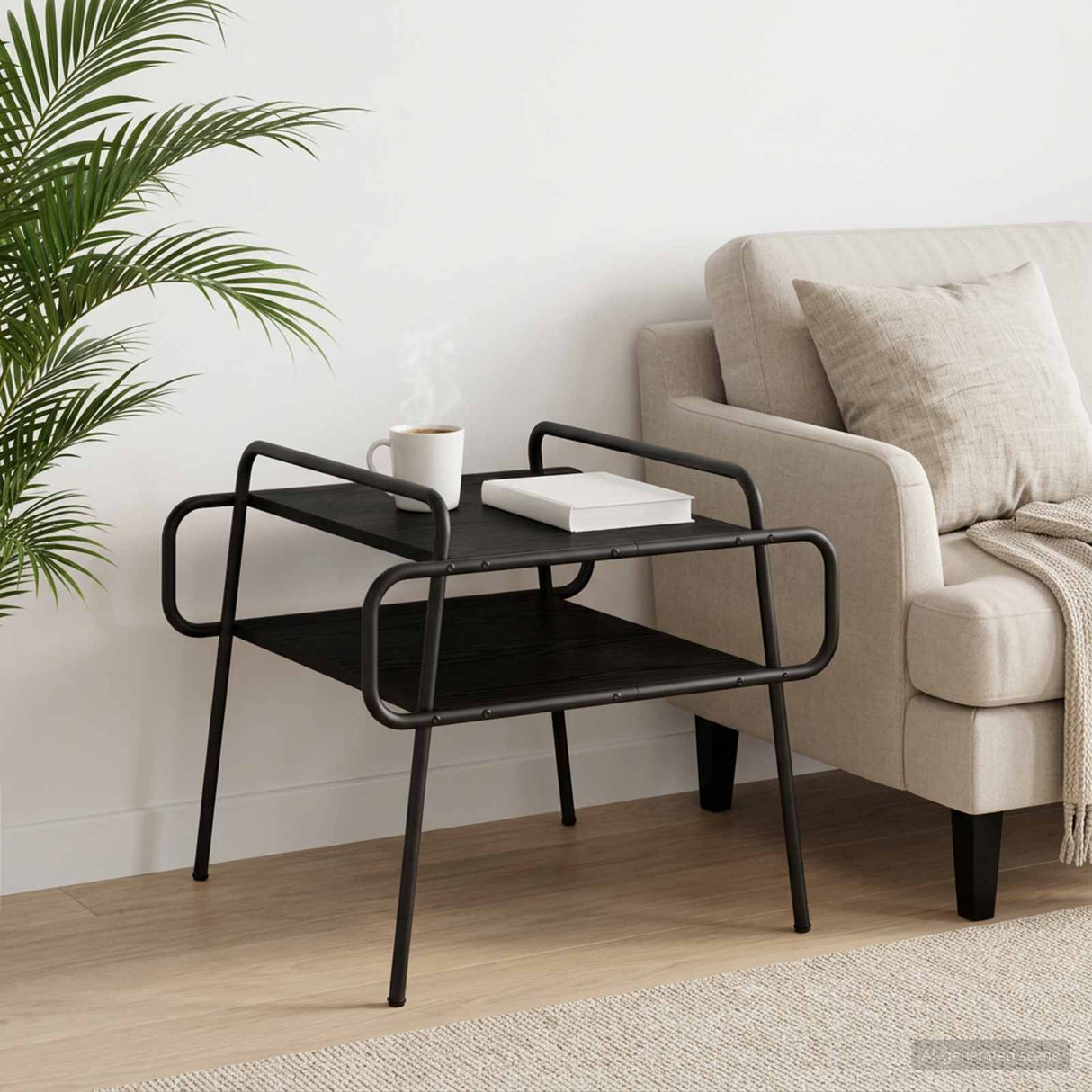 Coffee Table Black Oak 60 x 60 x 51 cm Engineered Wood