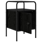 Bedside Cabinet Black Oak Engineered Wood