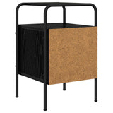 Bedside Cabinet Black Oak Engineered Wood - Close-Up Angle