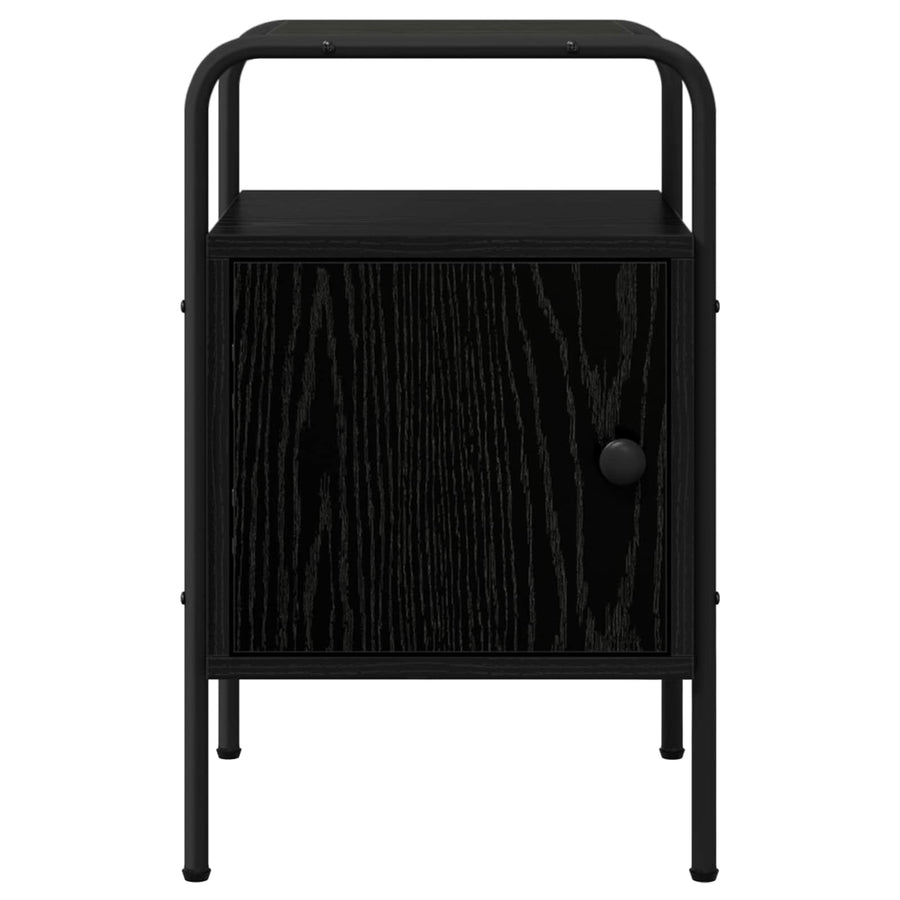 Bedside Cabinet Black Oak Engineered Wood