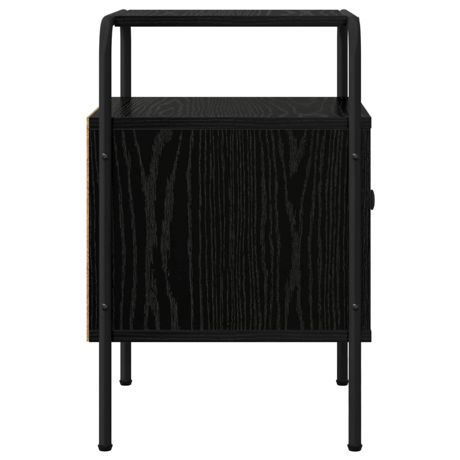 Bedside Cabinet Black Oak Engineered Wood