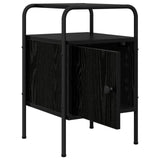 Bedside Cabinet 2 pcs Black Oak Engineered Wood - Rear View