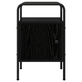 Bedside Cabinet 2 pcs Black Oak Engineered Wood - Close-Up Angle