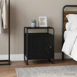 Bedside Cabinet Black Oak Engineered Wood